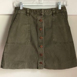 Anthropologie Green Utility A-line Skirt Size 2
